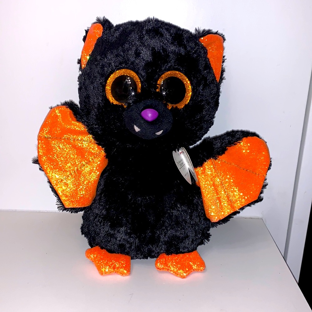 TY Beanie Boos *Echo* black orange glitter bat Halloween stuffed animal